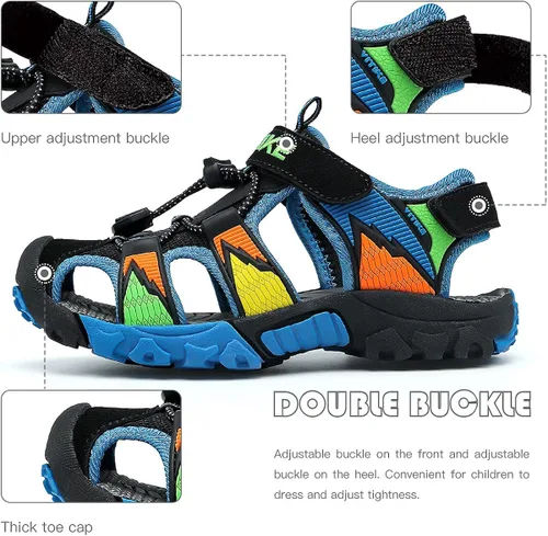 Miniatura 3 de Littleplum Sandalias para niños con puntera cerrada, sandalias deportivas para niños pequeños, zapatos de verano para niños grandes, caminar