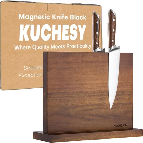 Soporte magnético para cuchillos - KUCHEASY Bloque magnético doble cara sin cuchillos - Soporte universal de cuchillos de madera con imanes