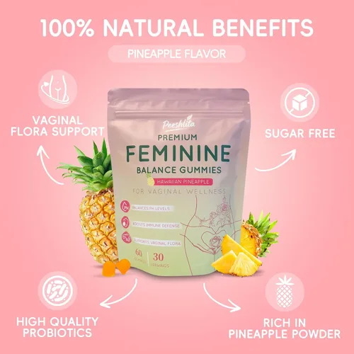 Miniatura 2 de Gomitas de equilibrio femenino: apoyo prémium para la salud del pH de las mujeres con refuerzo inmunológico y energético, veganas, sin gluten, sabor