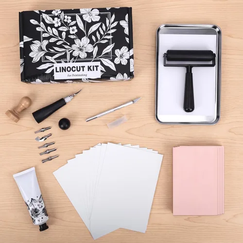 Miniatura 5 de Kit de Linocut para principiantes con bloques de linóleo para impresión y herramientas de Linocut, regalo de arte para adultos y adolescentes
