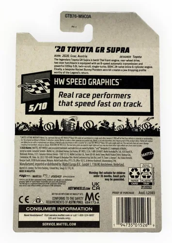 Miniatura 3 de Hot Wheels Toyota GR Supra, [amarillo] Gráficos de velocidad 178/250 5/10