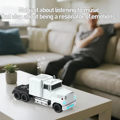 Miniatura 4 de WSTER American Truck Altavoz Bluetooth, modelo de coche retro, inalámbrico portátil con sonido estéreo HD, emparejamiento TWS, reproducción Blanco