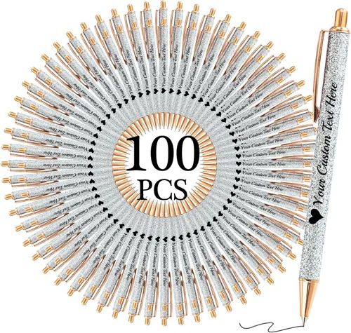Miniatura 49 de Bolígrafos con purpurina personalizados con nombre, bolígrafos bonitos y bonitos personalizados, bolígrafos retráctiles de tinta negra, suministros