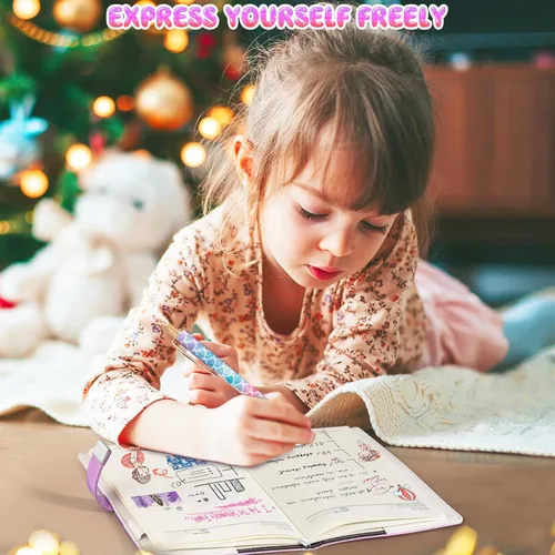 Miniatura 6 de Beadsky Diario con cerradura para niñas de 8 a 12 años, diario A5 con cerradura, 192 páginas, diario con cerradura para niños con bolígrafo, Púrpura