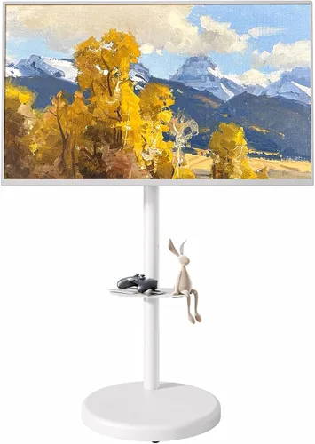 Miniatura 10 de Soporte de TV móvil con ruedas y altura ajustable para TV de 13 a 43 pulgadas hasta 15 kg, de retrato a paisaje, carrito de TV con caja