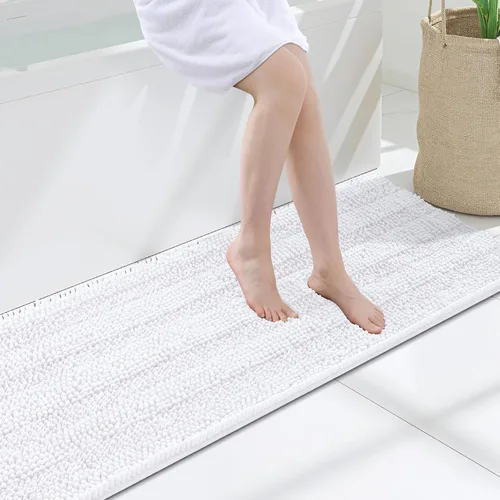 Miniatura 139 de Grandaily Alfombras de baño de felpilla a rayas de 24 x 16 pulgadas, extra gruesas y suaves, absorbentes, parte trasera de goma, alfombra de ducha