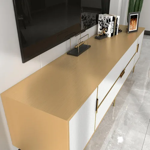 Miniatura 5 de Wallercity Papel de contacto dorado de acero inoxidable, papel adhesivo metálico dorado para despegar y pegar, papel tapiz autoadhesivo