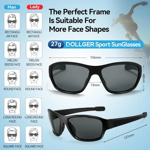 Miniatura 5 de Dollger Lentes de sol deportivos polarizados para hombres y mujeres, protección UV400, para correr, pesca, ciclismo, conducción, golf