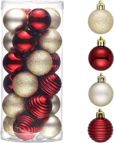 Miniatura 8 de Valery Madelyn - Juego de adornos pequeños de 1.57 pulgadas para árbol de Navidad, adornos de bolas colgantes inastillables para decoración de dorado