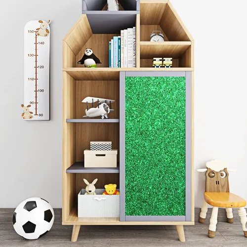 Miniatura 6 de FunStick Papel tapiz de purpurina verde irlandés para despegar y pegar para dormitorio, niños, papel adhesivo con purpurina verde extraíble, papel