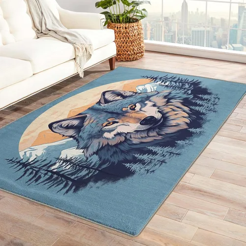 Miniatura 7 de Alfombra de lobo y decoración del hogar, alfombra de 5 x 7 pies, alfombras de animales salvajes para sala de estar, dormitorio, alfombra de lobos