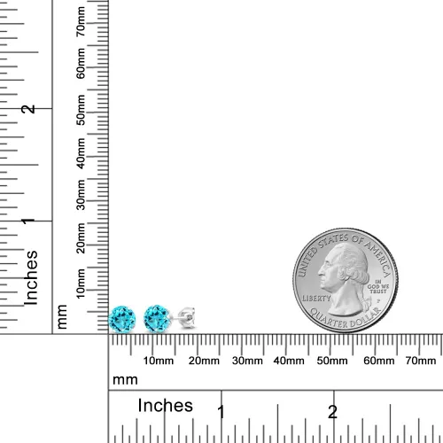 Miniatura 131 de Gem Stone King Aretes redondos de plata de ley 925 con piedra natal de 0.236 in para mujer