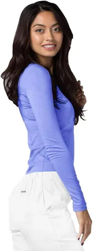 Miniatura 4 de Adar - Camiseta básica de manga larga para mujer, ideal para usar debajo de ropa quirúrgica, paquete de 3