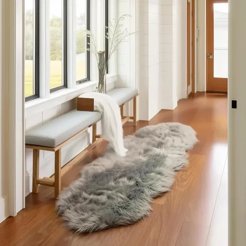 Miniatura 67 de Super Area Rugs - Alfombra de piel de oveja suave y esponjosa Gris oscuro