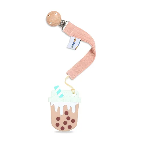 Miniatura 9 de Juguete mordedor de silicona de grado alimenticio para bebés con soporte para chupete, juguetes para aliviar el dolor de dentición, juego de regalo