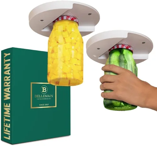 Bellemain Abridor de tarros para debajo del gabinete, paquete de 2, agarre y abridor de tapa premium para frascos y botellas, ideal para agarre