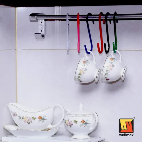 Miniatura 6 de Wellmax 60 ganchos en S para colgar, ganchos resistentes en forma de S, juego de ganchos en S de metal de colores para plantas colgantes, armario