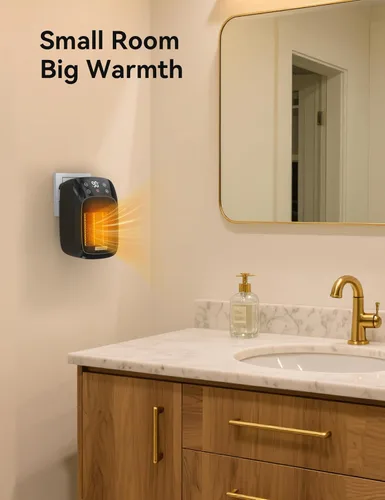 Miniatura 3 de Brightown Calentador de pared enchufable para uso en interiores, calentador eléctrico pequeño de 800 W con termostato, control remoto, protección