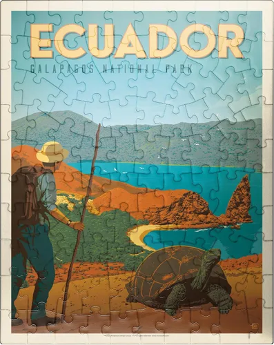 MyPuzzle Ecuador: Parque Nacional Galápagos, póster vintage, rompecabezas premium de 100 piezas para adultos