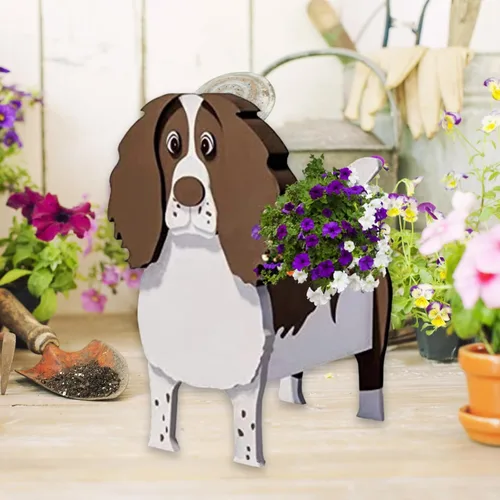Miniatura 4 de Maceta de Perro English Springer Spaniel, Macetas de Plantas, Bonita Maceta de Jardín para Perros, Macetas de Perro Regalos de Cumpleaños