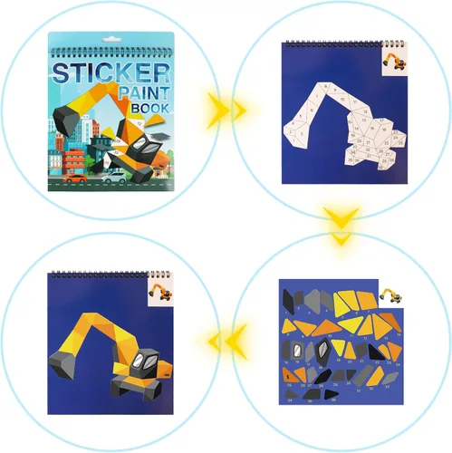 Miniatura 5 de Paquete de 4 libros de calcomanías para niños de 4 a 8 años, manualidades para niños de 4 a 8 años, libros de pintura con calcomanías para niños