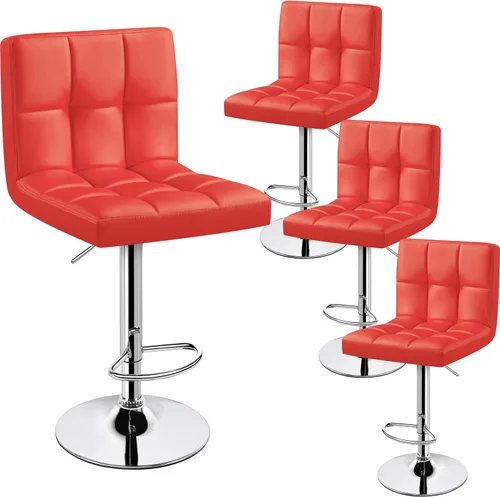 Miniatura 24 de Yaheetech Taburete de bar individual, taburetes giratorios de piel sintética ajustables, taburetes modernos con respaldo y reposapiés, taburetes