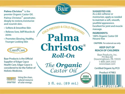 Miniatura 9 de Palma Christos Roll-On, aceite de ricino orgánico 3 oz