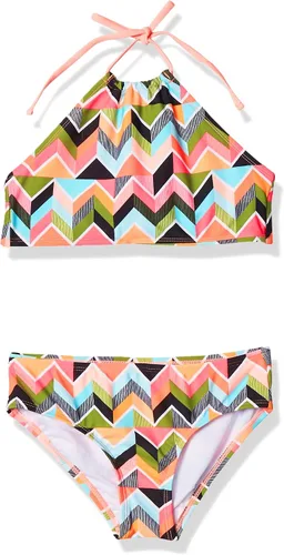 Miniatura 14 de Kanu Surf Mahina bikini halter de 2 piezas para niñas, traje de baño para playa mahina azul
