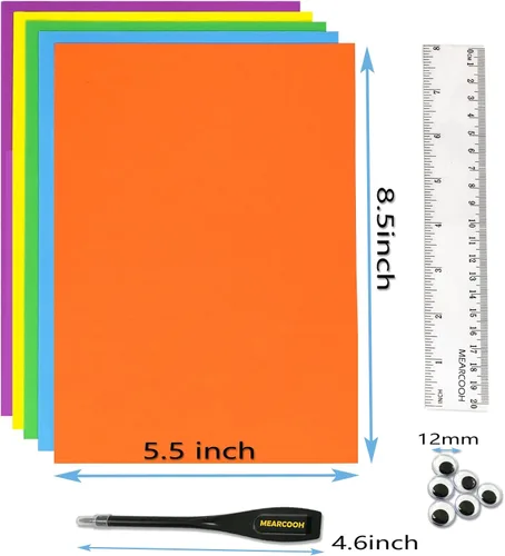 Miniatura 2 de MEARCOOH - Paquete de 84 hojas de espuma de etilvinilacetato, 8.5 x 5.5 pulgadas, juego de papel de espuma a granel de colores para niños, aula, 12