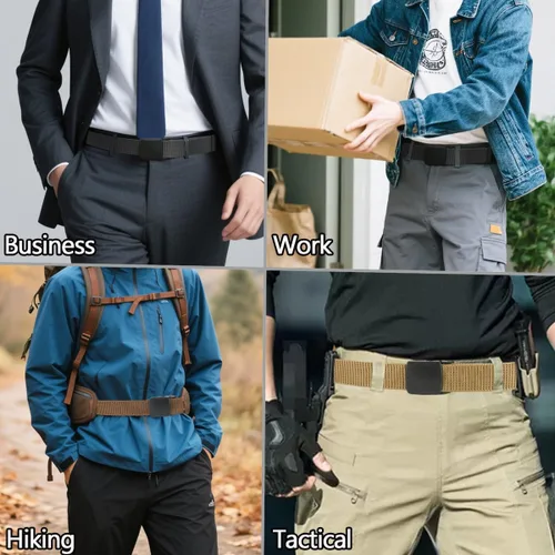 Miniatura 7 de WYuZe Paquete de 5 cinturones militares de nailon de 1.25 pulgadas para hombre, sin metal, ligero, ajustable, para trabajo, casual, TSA y viajes