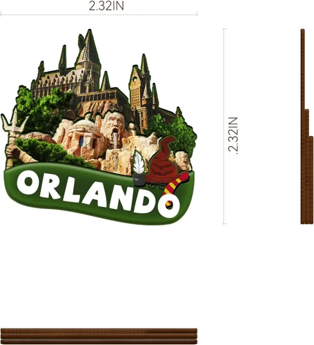 Miniatura 3 de Imán de madera de Orlando de Estados Unidos 3D para nevera, recuerdos coleccionables, decoración hecha a mano, manualidades 2