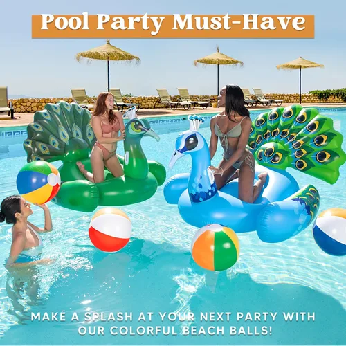 Miniatura 7 de JOYIN Paquete de 4 pelotas de playa de 20 pulgadas – Pelota de playa grande arcoíris inflable juguetes de piscina para decoración de suministros