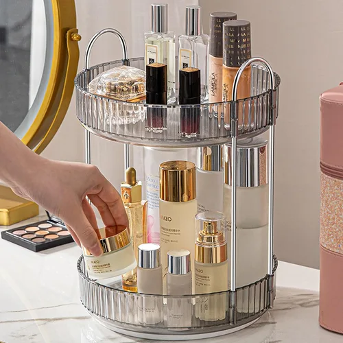 Miniatura 20 de Aveniee Organizador de maquillaje giratorio de 360 grados para tocador, organizadores de baño mejorados para perfume y cuidado de la piel