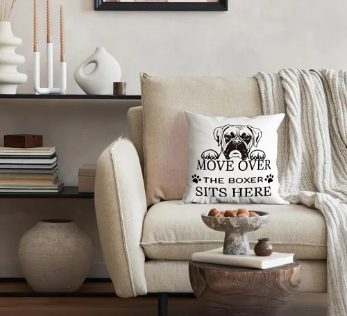 Miniatura 3 de Fundas de almohada Boxer Decor de 18 x 18 pulgadas, decoración del hogar de perros, regalos para amantes de los perros, almohadas decorativas Move