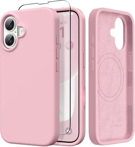 Miniatura 227 de GONEZ Funda de silicona para iPhone 14 Pro Max, compatible con MagSafe, con protector de pantalla + protector de lente de cámara, silicona líquida a