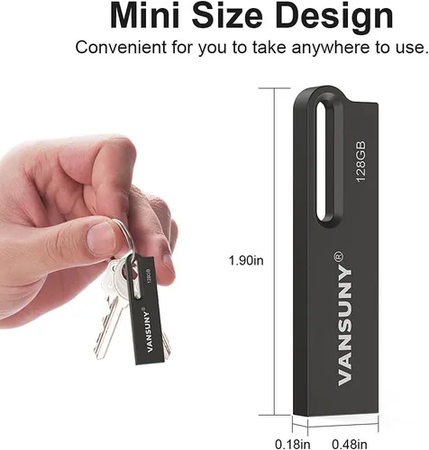 Miniatura 2 de Vansuny Memoria USB de 128 GB de metal impermeable USB 3.0 Ultra alta velocidad Memory Stick, pulgares portátil para PC/tabletas/Mac/Laptop