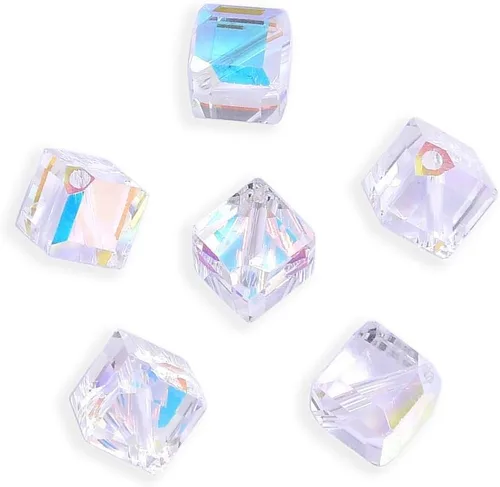 Miniatura 28 de 50 piezas Adabele cuentas austriacas de 6 mm de cristal facetado en cubo amatista sueltas, compatibles con cristales Swarovski Preciosa 5601 SSC611