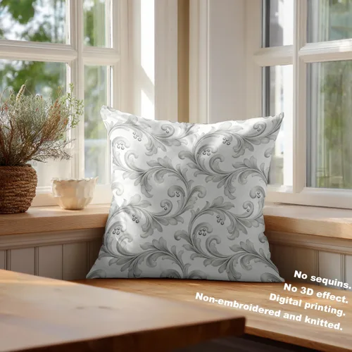 Miniatura 4 de Batmerry Juego de 2 fundas de almohada decorativas con estampado floral gris y blanco de 18 x 18 pulgadas, estilo victoriano con patrón de flores