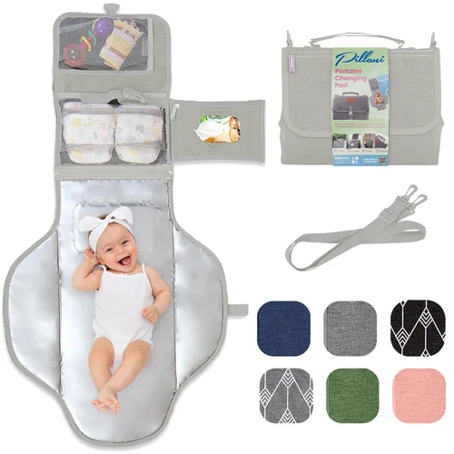 Miniatura 17 de Cambiador portátil para regalos de baby shower y regalos de nueva mamá, cambiador de pañales de viaje para recién nacidos, cambiador de pañales gris