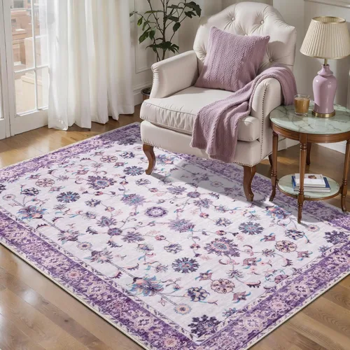 Miniatura 25 de Tangsoo Alfombra lavable para pasillo, antideslizante, 2 x 6 pies, estilo bohemio, floral, vintage, para entrada, suelo suave, para cocina, baño