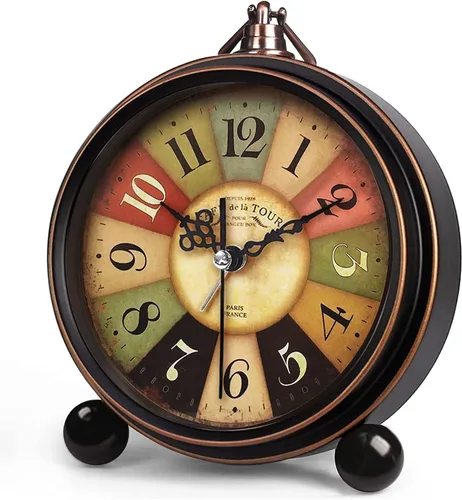 Konigswerk - Reloj Analógico de Cuarzo, decorativo, de gran tamaño, Retro, silencioso, Sin tic-tac, reloj de escritorio, operado con batería, con