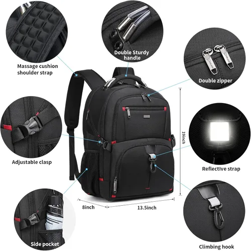 Miniatura 3 de DUSLANG Mochila de Viaje para Laptop de 50L para Hombres y Mujeres, Mochila de Equipaje de Mano Extra Grande y Resistente Aprobada por Aerolíneas