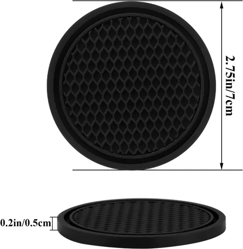 Miniatura 2 de Paquete de 4 posavasos para automóvil, 2.75 pulgadas, universales, antideslizantes, portavasos para automóvil, tapete de PVC para portavasos