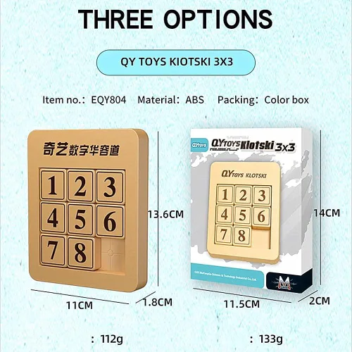 Miniatura 2 de LiangCuber QY Toys - Rompecabezas magnético Klotski de 3x3, rompecabezas de números deslizantes de ABS, juguete Tangram de inteligencia