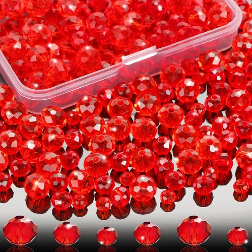Miniatura 9 de 560 cuentas de cristal facetadas Rondelle, en caja, cuentas espaciadoras para manualidades de bricolaje, 0.236/0.315 pulgadas (colorido)