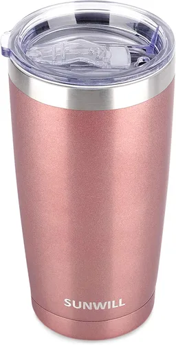 Miniatura 20 de SUNWILL Vaso de café de viaje de 20 onzas, taza aislada con tapa, taza de acero inoxidable para bebidas calientes y frías, con recubrimiento