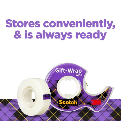Miniatura 7 de Scotch Cinta para envolver regalo, invisible, 3/4 pulg. x 600 in., 2 rollos de cinta con dispensadores