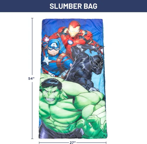 Miniatura 2 de Jay Franco Marvel Avengers Battle Formation Saco de Dormir - Saco de dormir ligero para niños, acogedor y cálido, con Capitán América, Iron Man