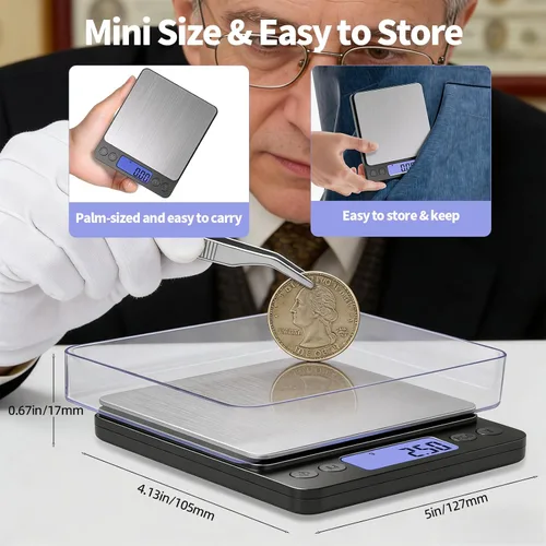 Miniatura 5 de SKEAP Báscula de monedas para pesar monedas, escala de gramo de alta precisión de 2.2 lbs/0.00 oz para coleccionistas de monedas, oro y joyas