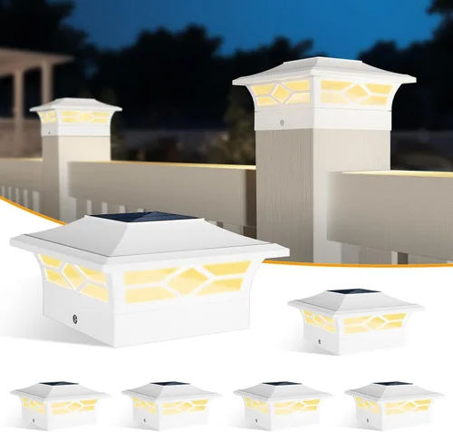 Miniatura 8 de Luces Solares para Tapas de Postes Exteriores Paquete de 4, Impermeables, Alimentadas por Energía Solar, Luces para Postes de Terraza y Valla